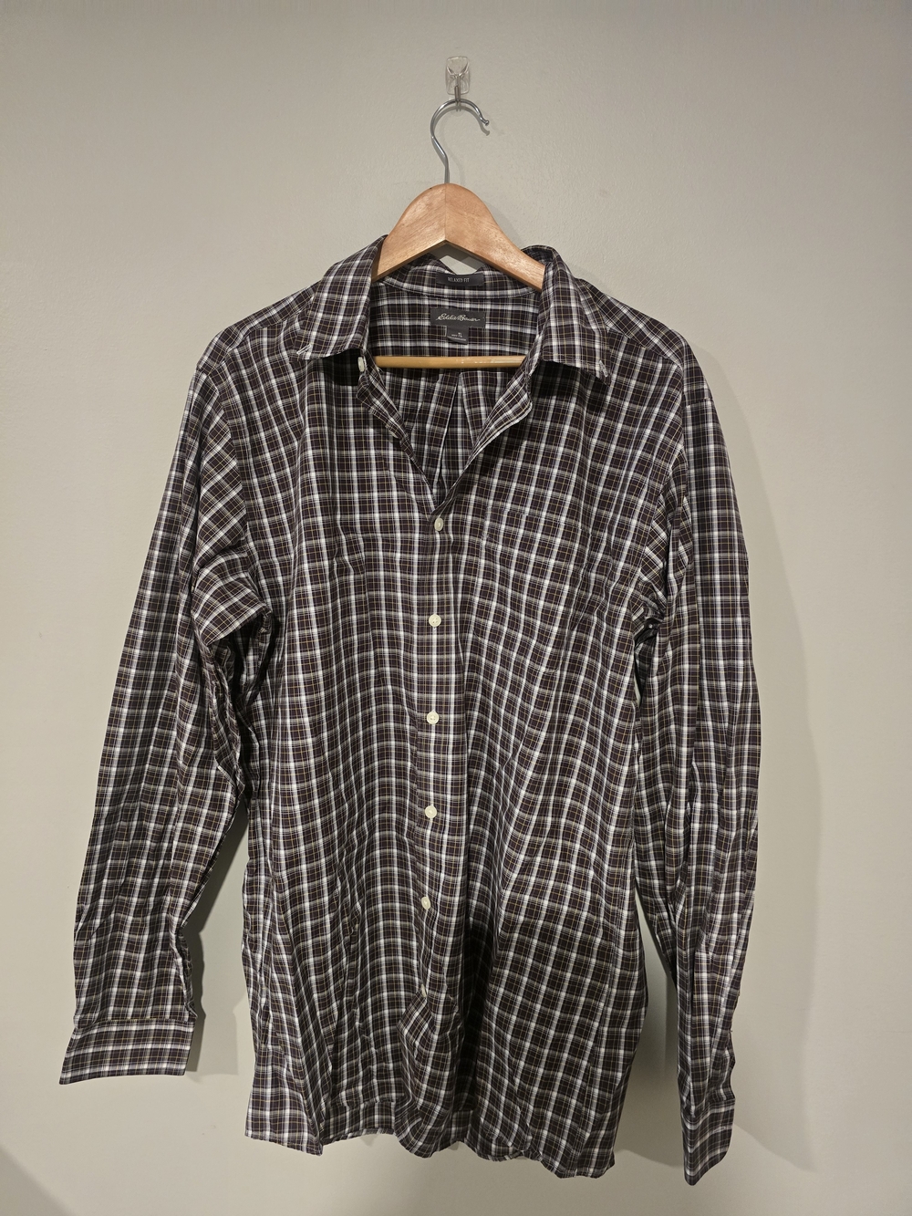 Eddie Bauer Brown Plaid Dress Shirt